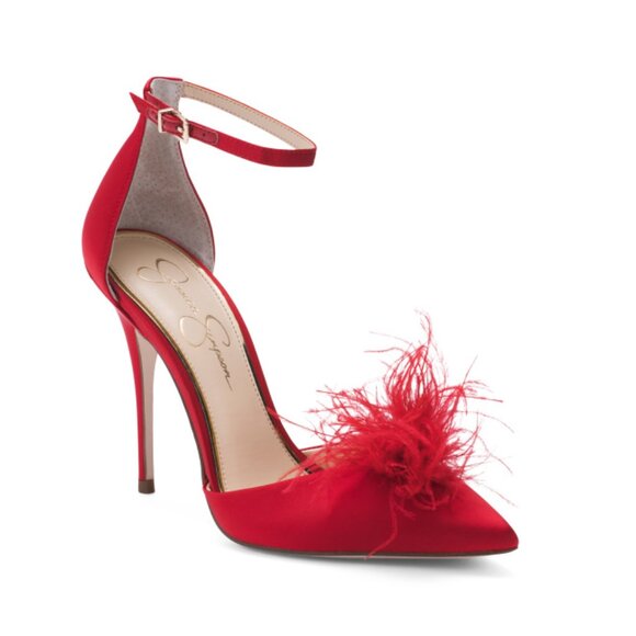 JESSICA SIMPSON Red Wolistie Embellished Pumps - Picture 1 of 2